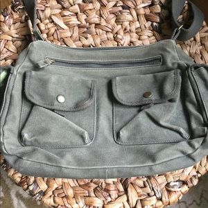 LL Bean army green canvas crossbody bag